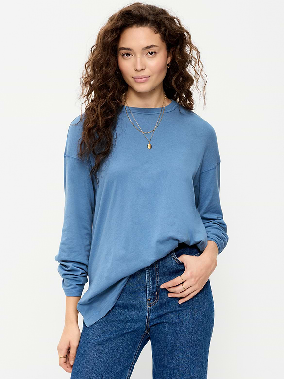 Oversized EveryWear Long-Sleeve Tunic T-Shirt