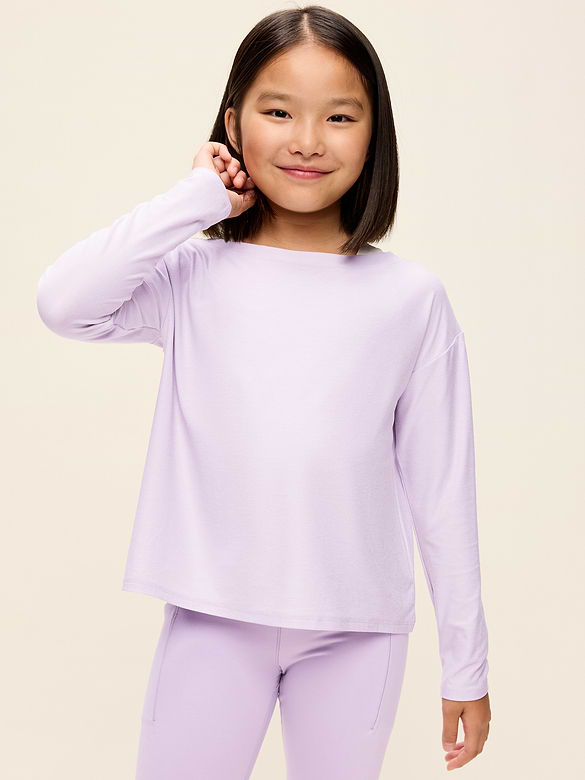 CloudMotion Long-Sleeve Cross-Back Top for Girls