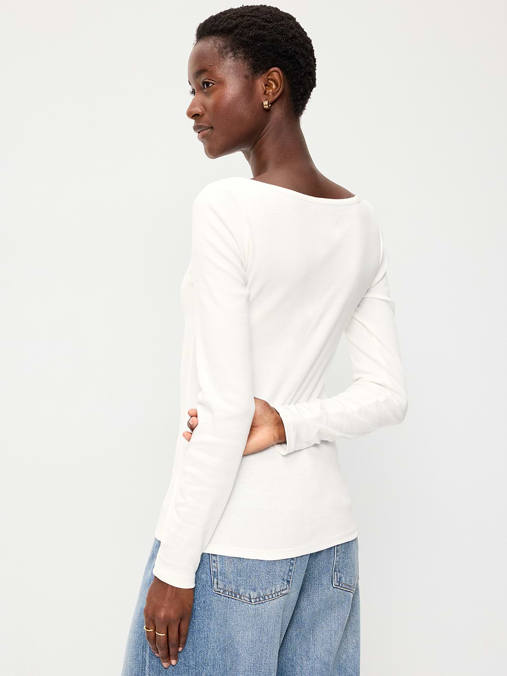 Image 2 of 8, Snug Long-Sleeve Boatneck T-Shirt
