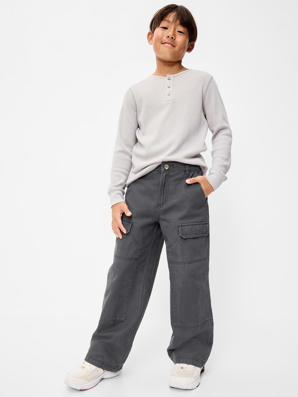 Image 3 of 4, Baggy Cargo Canvas Pants for Boys