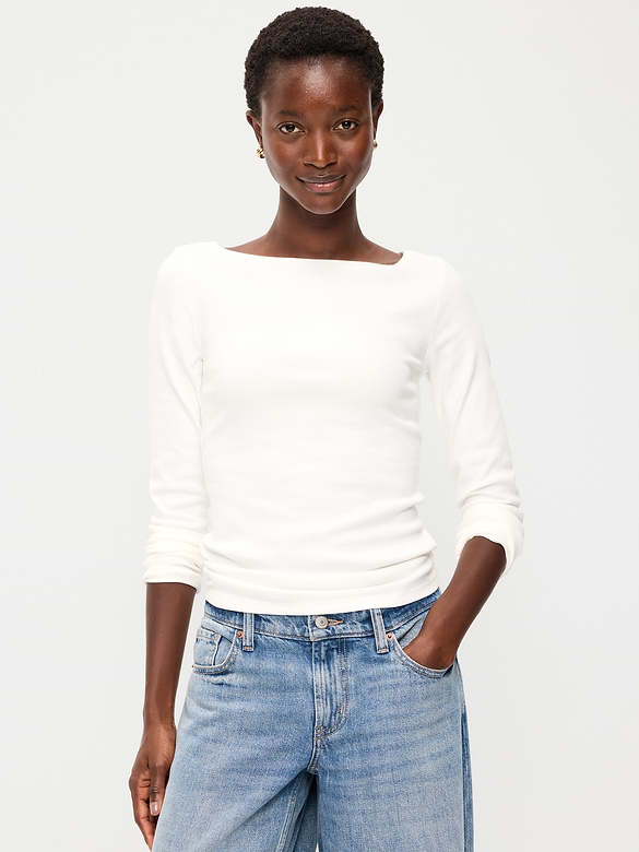 Snug Long-Sleeve Boatneck T-Shirt