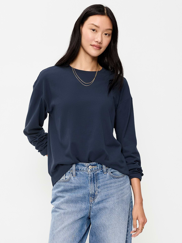 Image 2 of 4, Vintage Long-Sleeve Crew-Neck T-Shirt