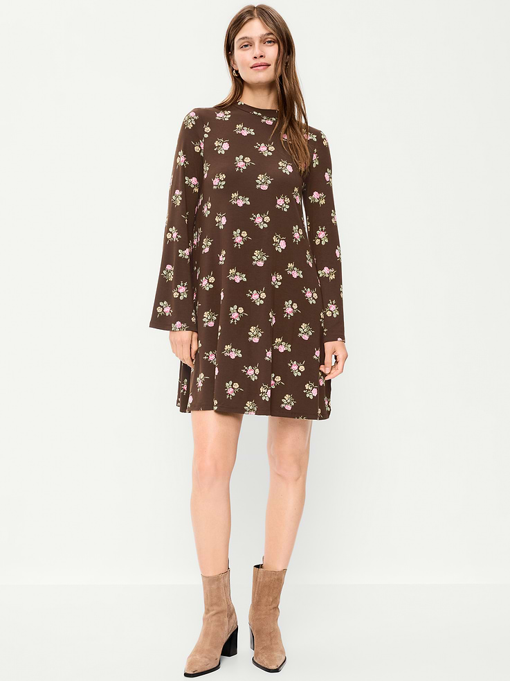 Image 1 of 6, high mock neck, long bell sleeves, swing skirt, Product #911012