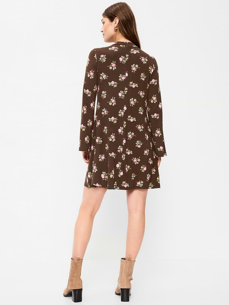 Image 2 of 6, High-Neck Jersey Mini Swing Dress