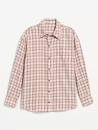 Image 2 of 2, Oversized Button-Down Boyfriend Flannel Shirt