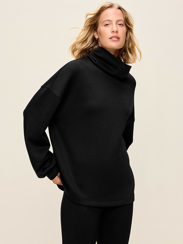 Oversized Bounce Fleece Funnel-Neck Tunic