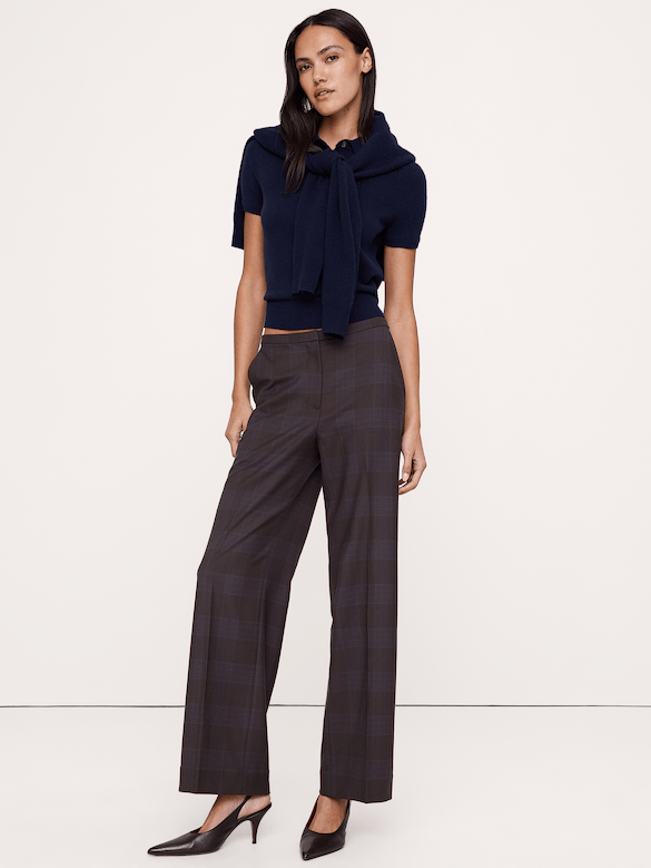 High-Rise Wide-Leg Wool-Blend Pant