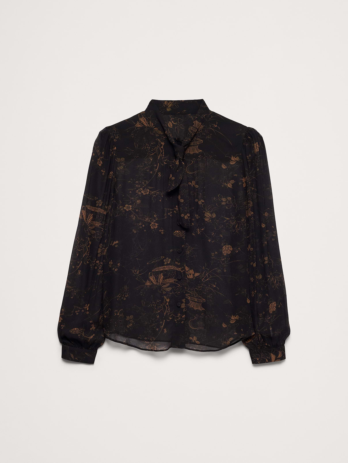 Image 4 of 8, Georgette Tie-Neck Blouse