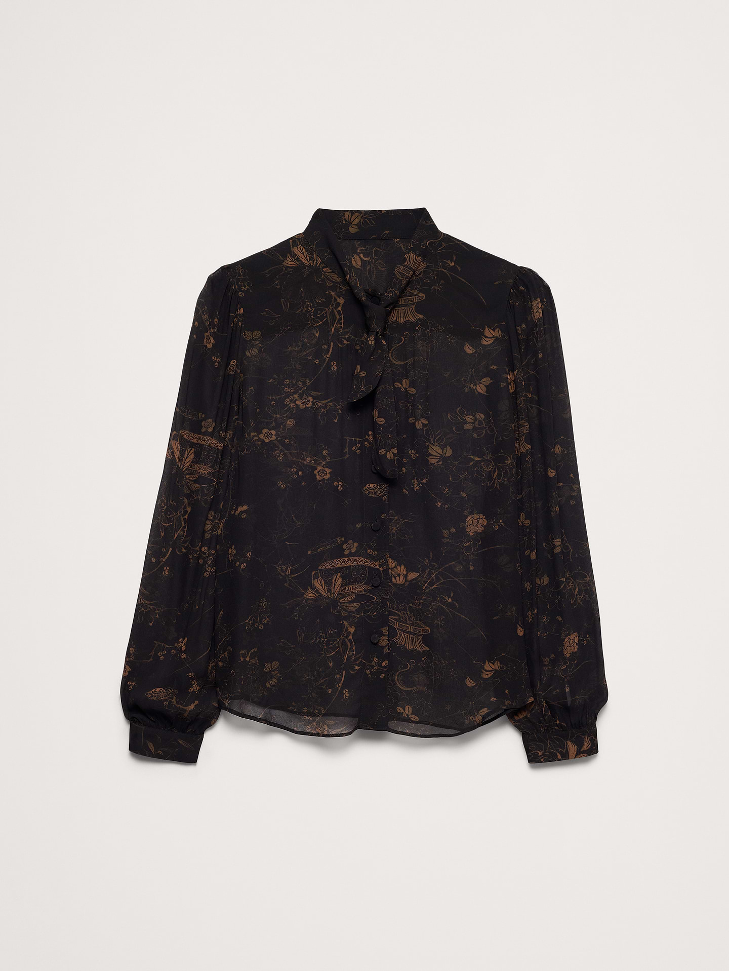 Image 4 of 8, Georgette Tie-Neck Blouse