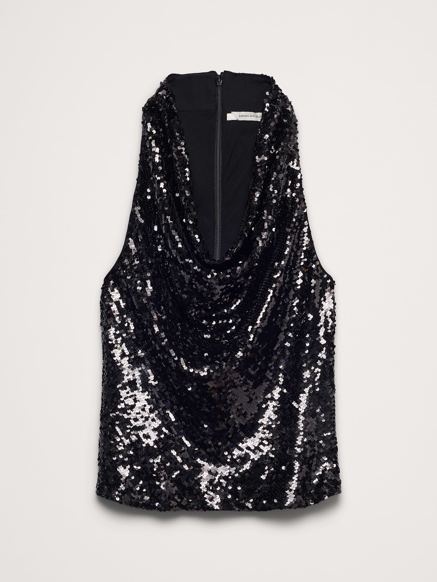 Image 4 of 4, Draped Sequin Cowl-Neck Tank