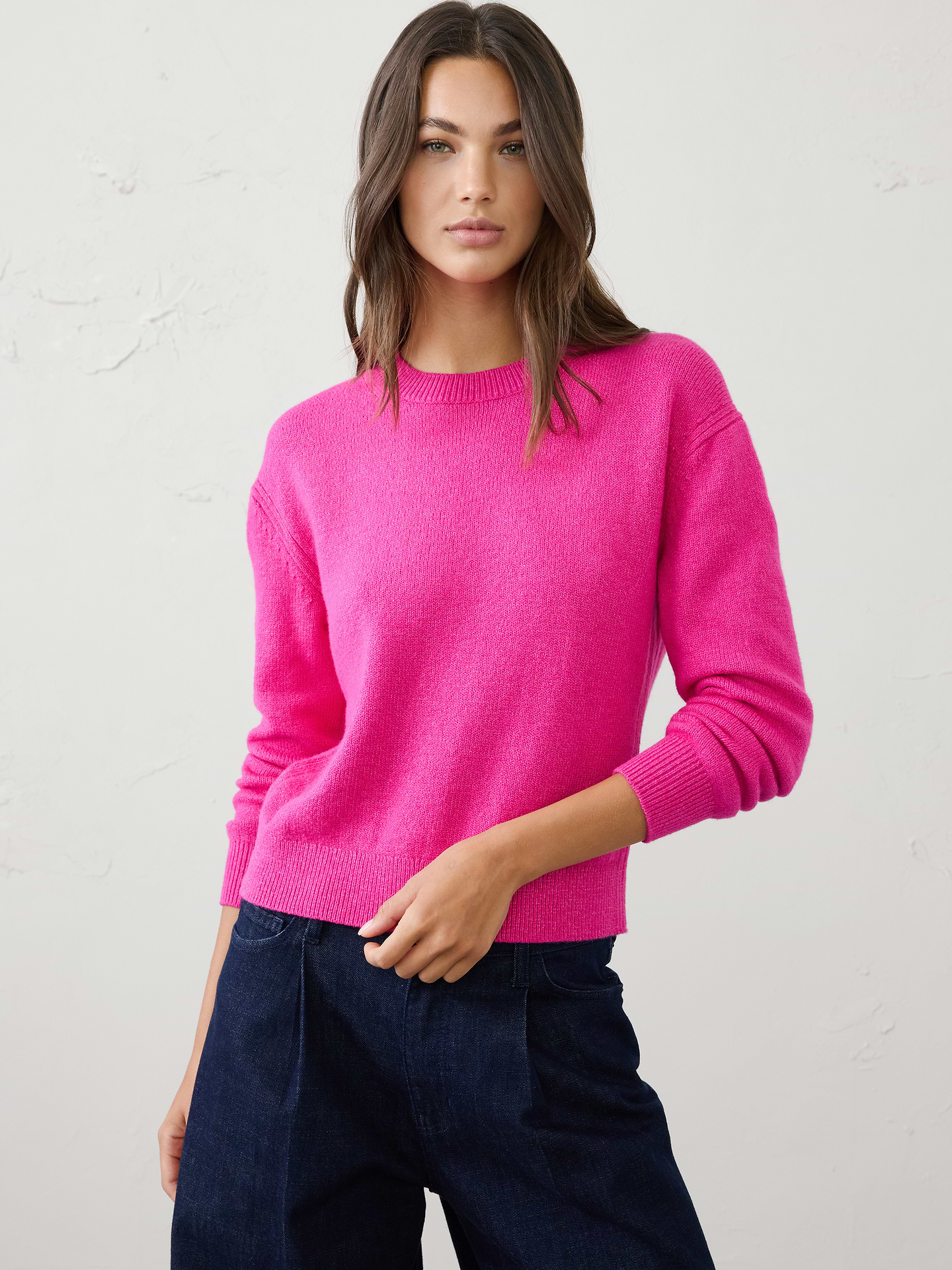 Image 1 of 5, Designed to be a go‑to layering essential, this sweater offers a soft, warm hand feel with lightweight comfort that never feels bulky. Cozy and versatile, it's perfect for transitional weather, whether worn on its own or layered under jackets and outerwear. Effortlessly polished and easy to style, it's a piece you'll reach for season after season., Crew neck. Long sleeves., Drop shoulders., Tipped ribbed neckline, arm cuffs and hem., Made exclusively for Banana Republic Factory., Product #1177058