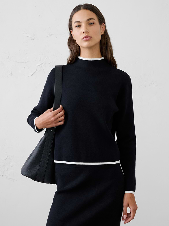 Tipped Mock-Neck Sweater