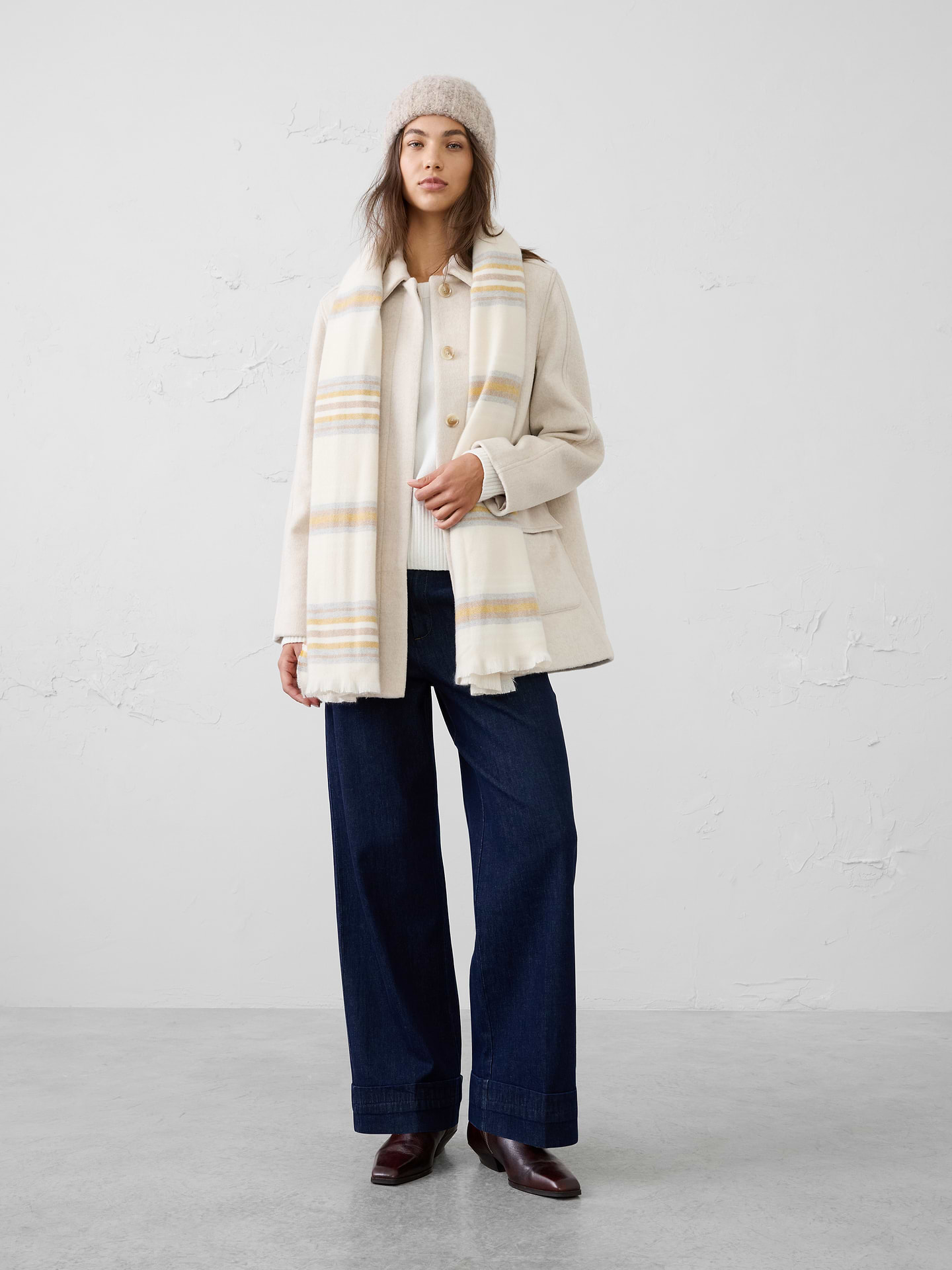 Image 3 of 4, Wool-Blend Melton Coat