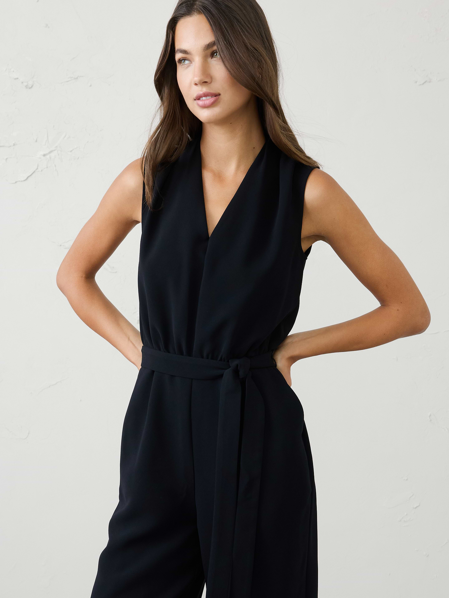 Image 3 of 3, V-Neck Belted Jumpsuit