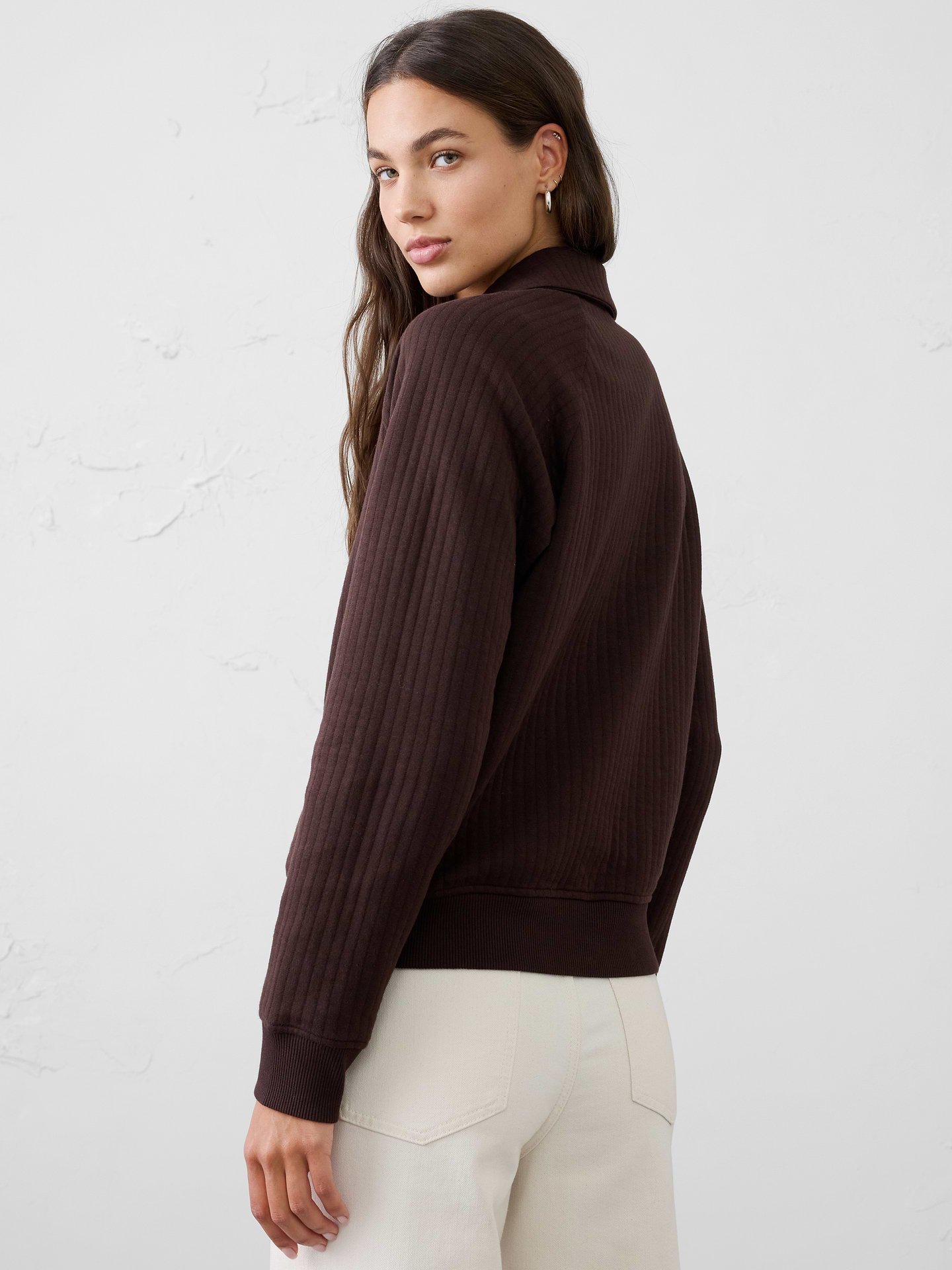 Image 2 of 4, Quilted Henley Sweatshirt