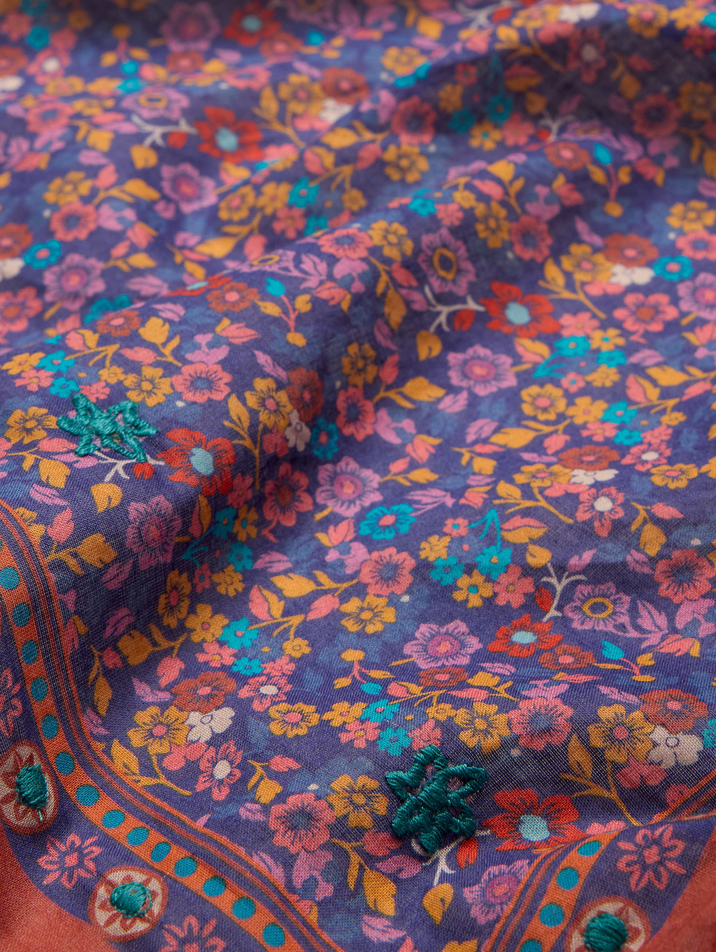 Image 3 of 8, Embroidered Cotton Scarf by Vismaya