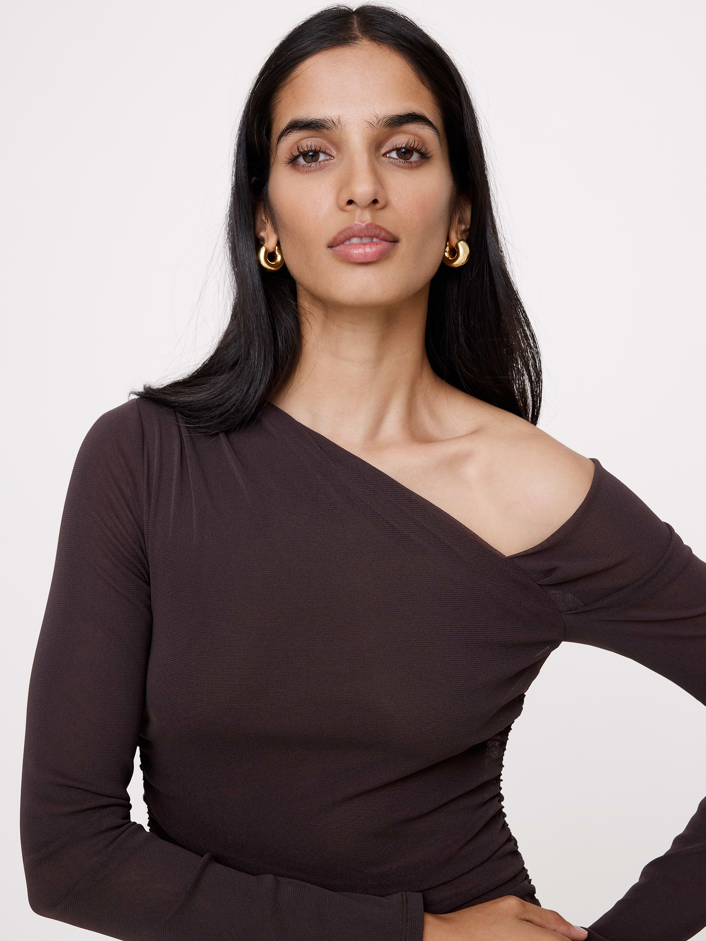 Image 4 de 4, Robe longue asymétrique froncée à mailles