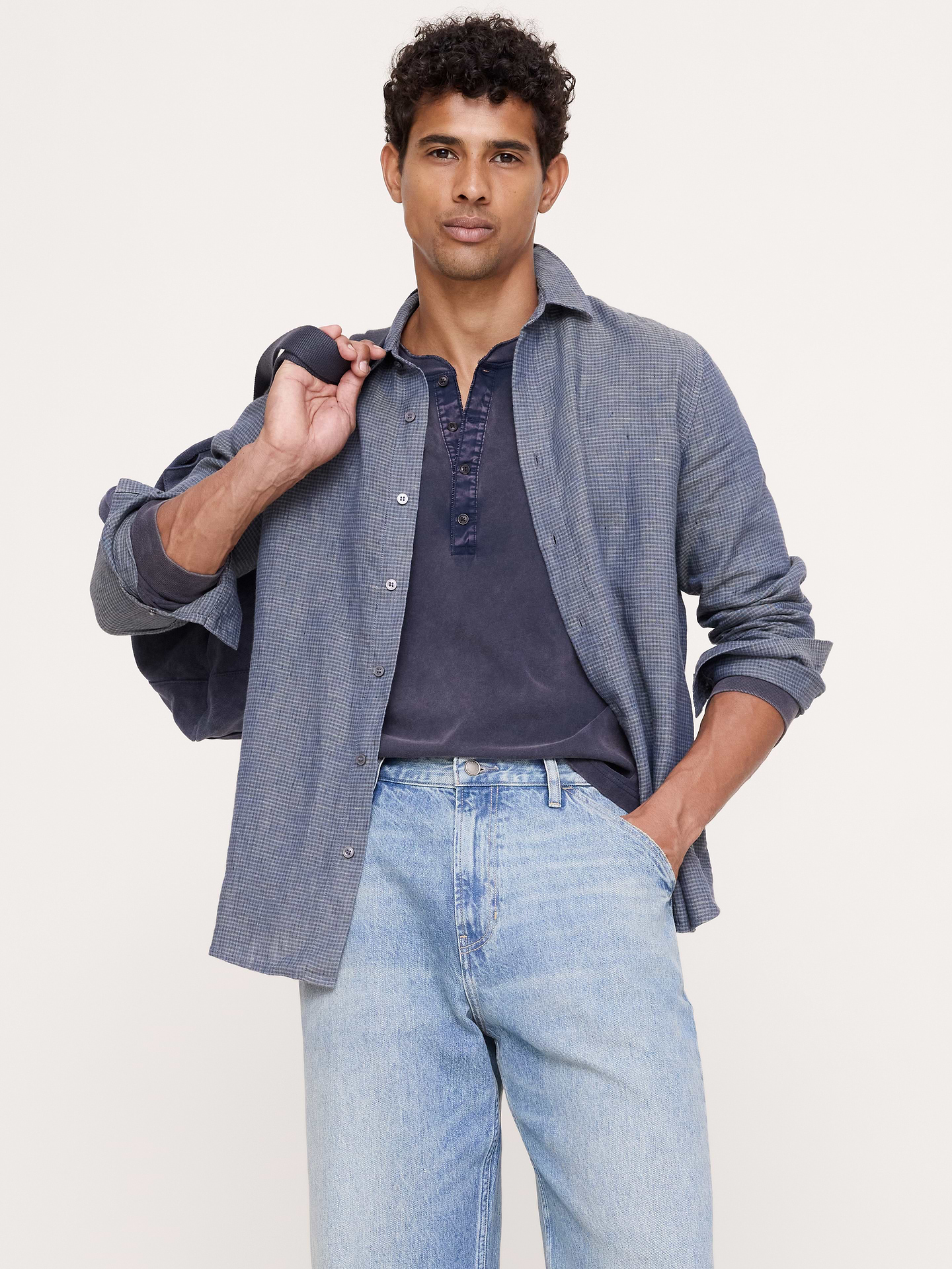 Image 1 of 8, Things we love about this 100% linen: the rich color, the already-loved softness and how it stays breathable even in heat and humidity. Here, we kept the fit easy and opted for a classic point collar., Standard Fit: A straight and easy fit., Point collar with button front., Shirttail hem., Product #893183