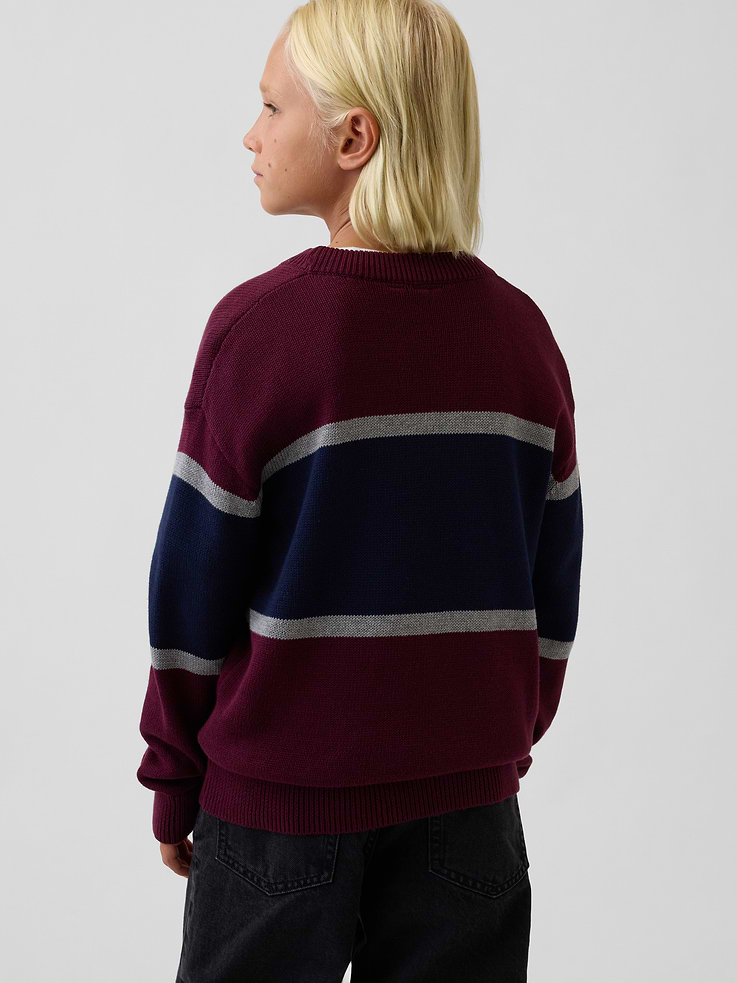 Image 3 of 5, Kids 100% Cotton Relaxed Crew Sweater