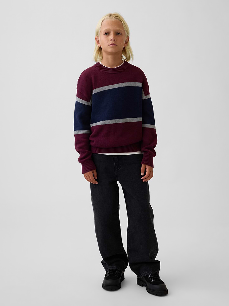 Image 4 of 5, Kids 100% Cotton Relaxed Crew Sweater