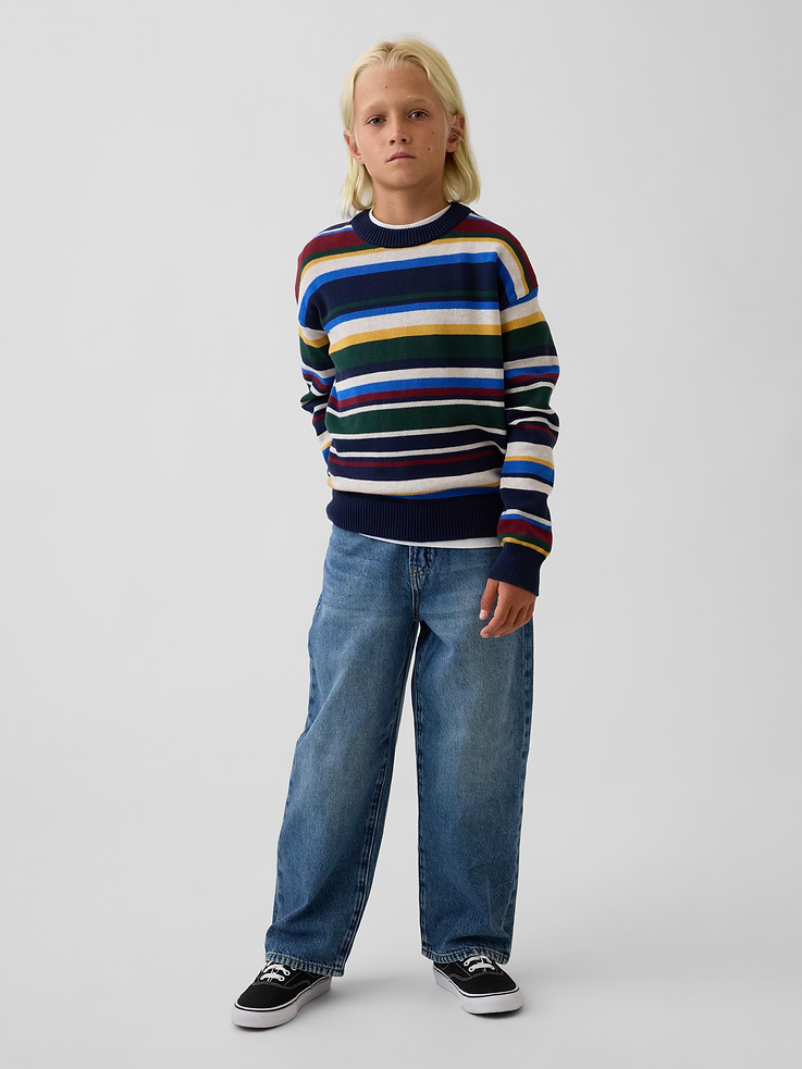 Image 4 of 5, Kids 100% Cotton Relaxed Crew Sweater