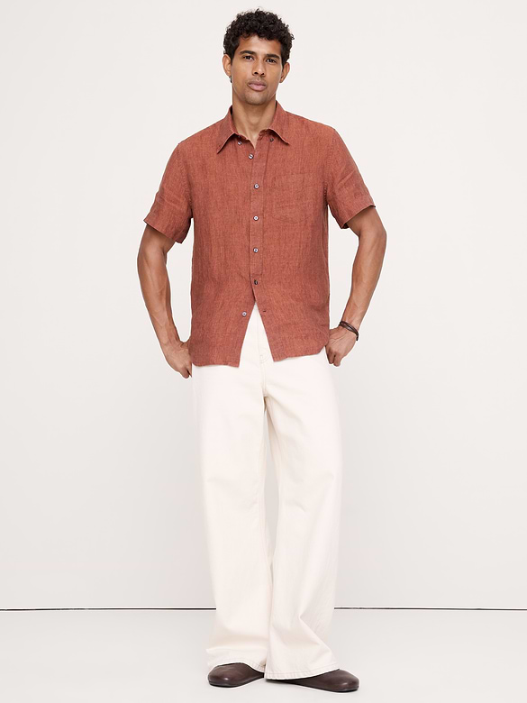 Standard-Fit Linen Short-Sleeve Shirt