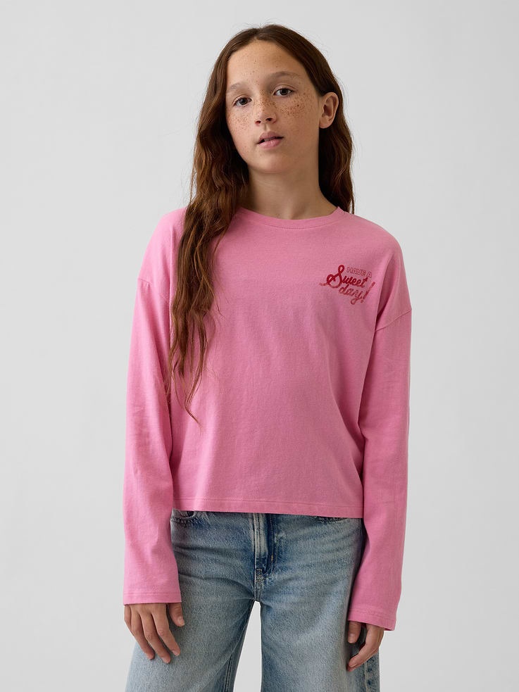 Image 1 of 5, Soft cotton jersey T-shirt. In an oversized fit., Crewneck., Long sleeves with drop shoulders., Graphics at front., Product #1185500