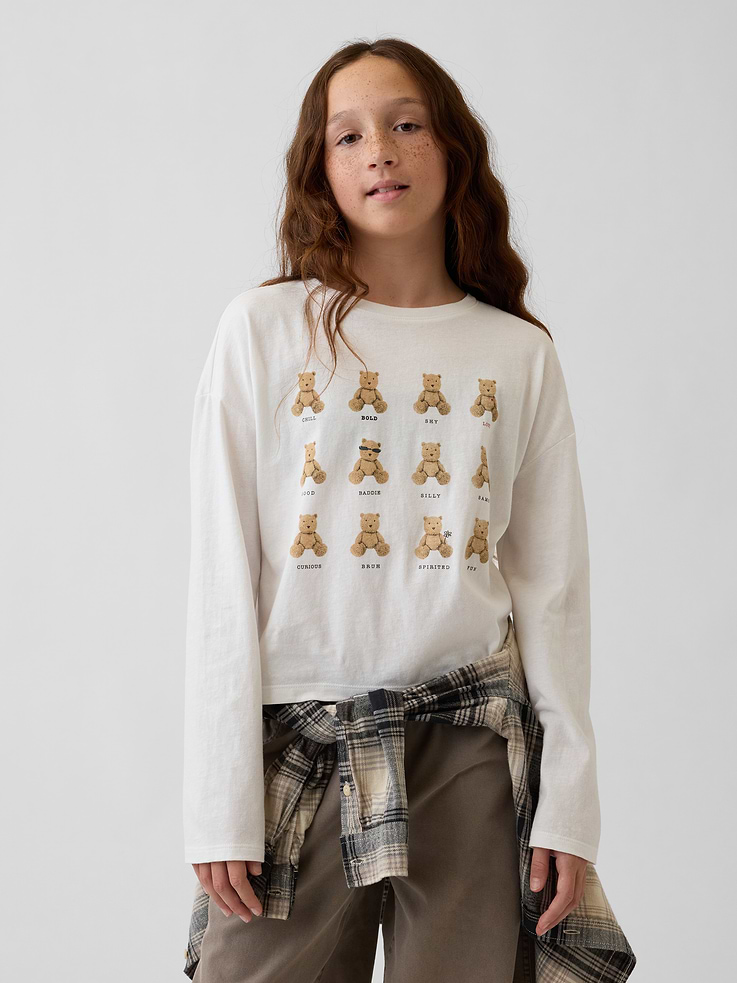 Image 1 of 4, Soft cotton jersey T-shirt. In an oversized fit., Crewneck., Long sleeves with drop shoulders., Graphics at front., Product #1185500