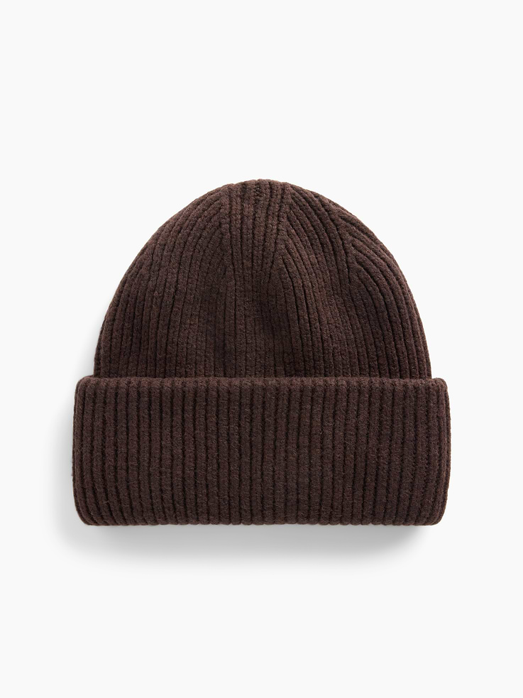 Image 1 of 2, Soft, chunky knit cotton-blend beanie., Rolled brim., This product was made in a factory that invests in gender equity and women’s empowerment through RISE. Learn more at gapinc.com/equity ., Product #1185040