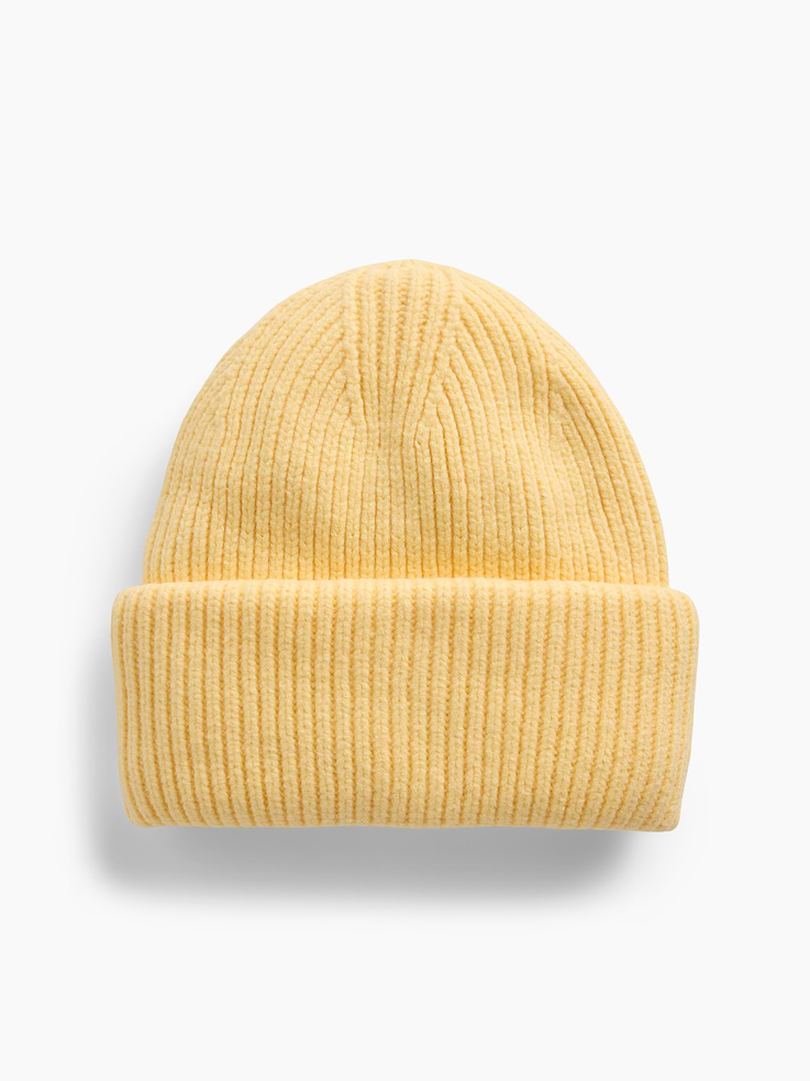 Image 1 of 2, Soft, chunky knit cotton-blend beanie., Rolled brim., This product was made in a factory that invests in gender equity and women’s empowerment through RISE. Learn more at gapinc.com/equity ., Product #1185040