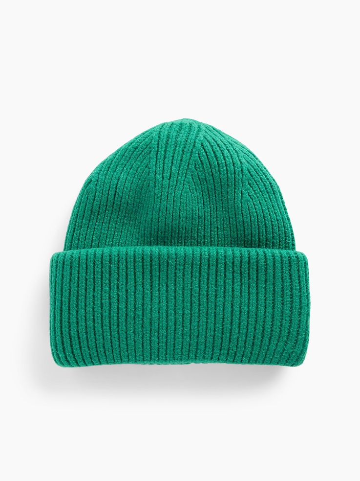 Image 1 of 2, Soft, chunky knit cotton-blend beanie., Rolled brim., This product was made in a factory that invests in gender equity and women’s empowerment through RISE. Learn more at gapinc.com/equity ., Product #1185040