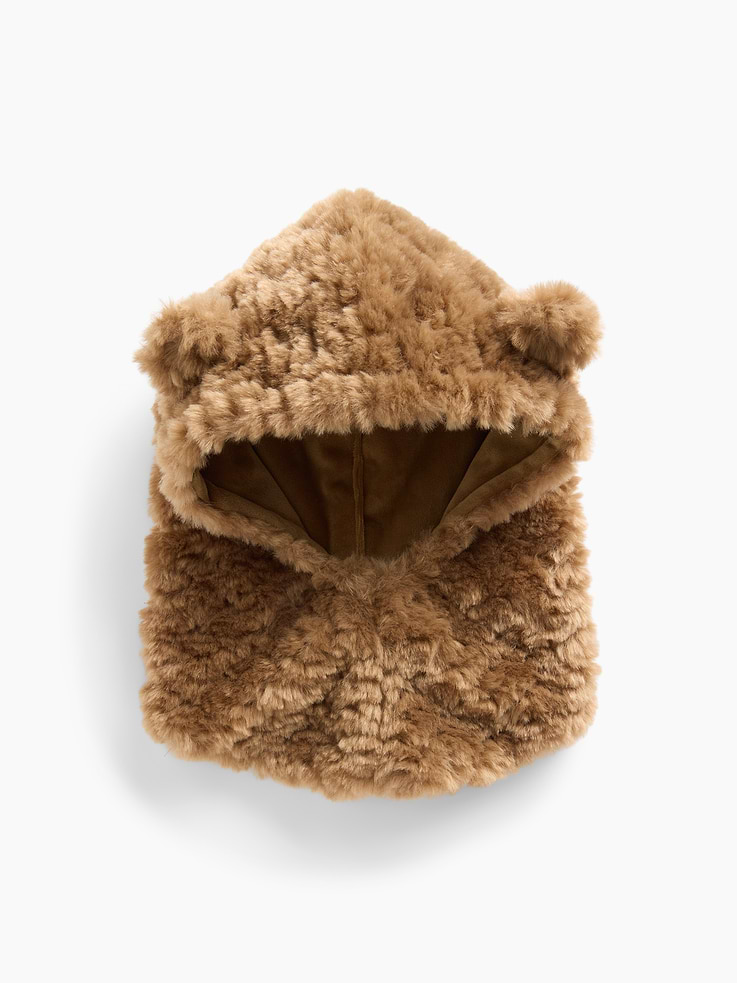 Image 1 of 2, Soft sherpa balaclava hood., Bear ear appliques at top., Product #1185853