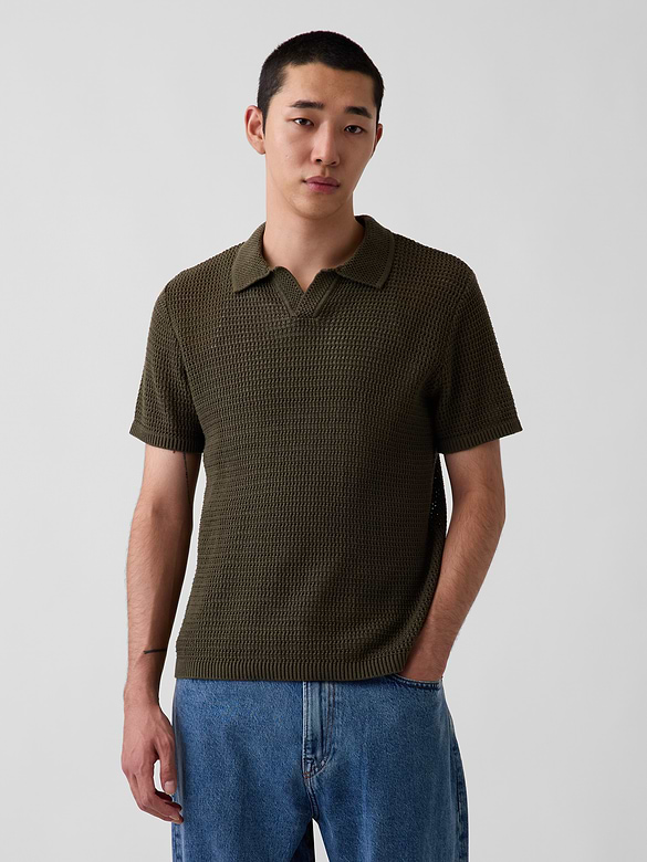 Mesh Polo Sweater Shirt