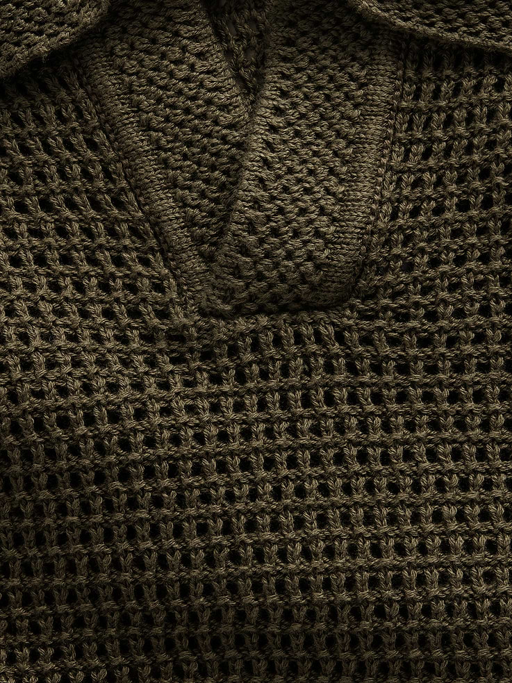 Image 4 of 5, Mesh Polo Sweater Shirt