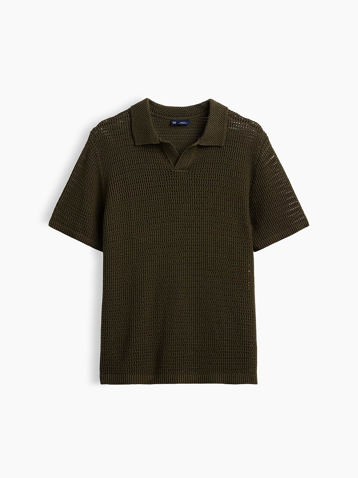 Image 5 of 5, Mesh Polo Sweater Shirt