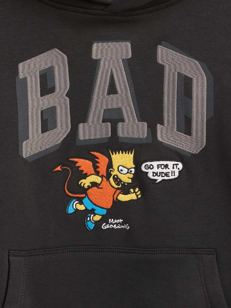 Image 6 of 8, Kids The Simpsons VintageSoft BAD Logo Hoodie