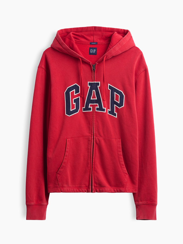Image 5 of 5, VintageSoft Relaxed Zip Logo Hoodie