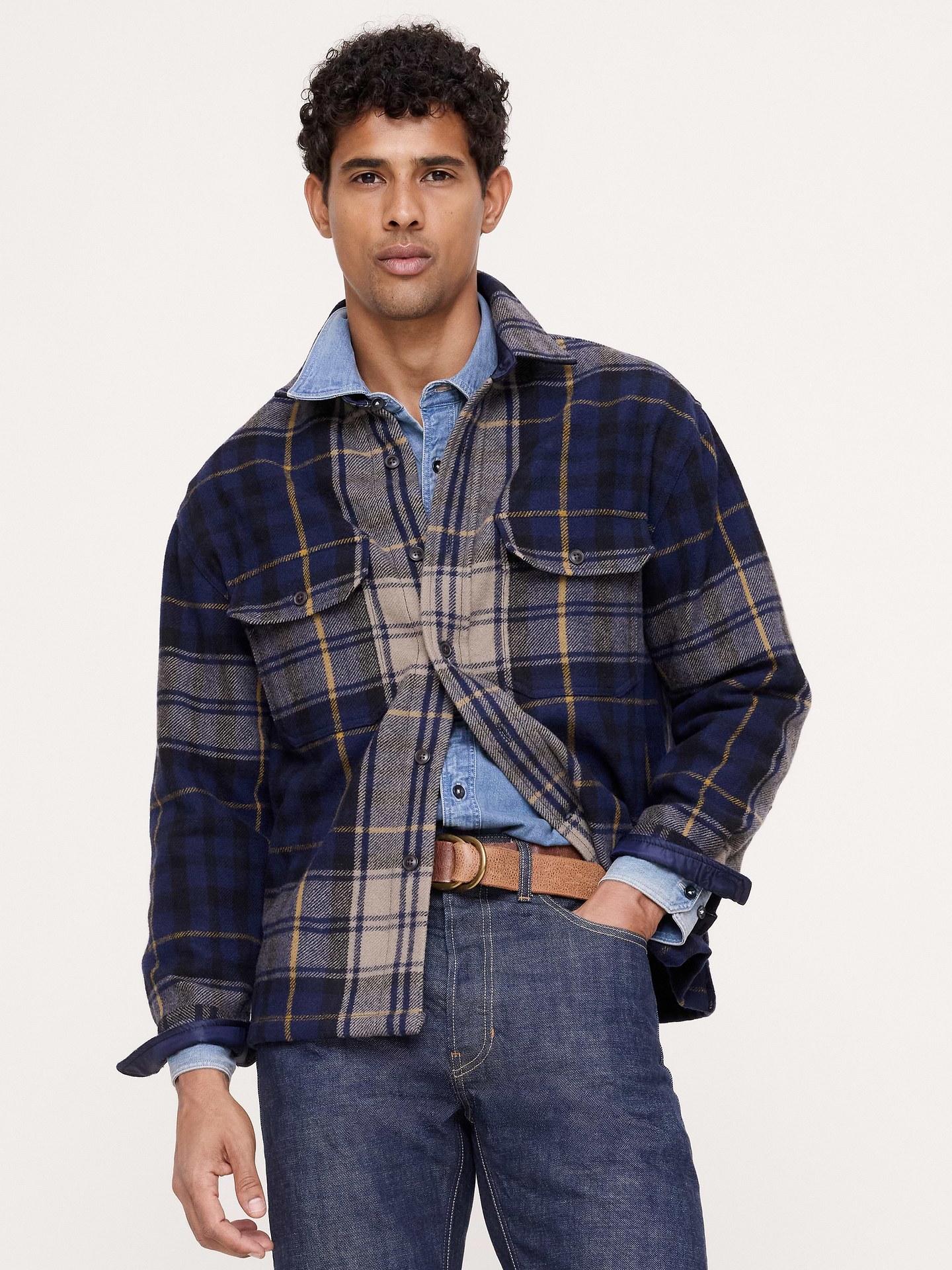 Image 1 of 5, Just in time for cooler weather. We cut this heavyweight overshirt from a wool-blend fabric we love for its incredible softness and easily layered warmth., Relaxed Fit: A straight & roomy fit. Dropped shoulder seam., Spread collar with button front., Chest pockets., Straight hem with vented seams., Product #906524