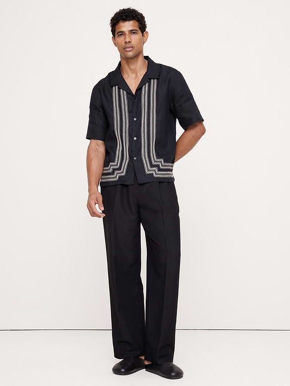 Relaxed-Fit Embroidered Linen Resort Shirt