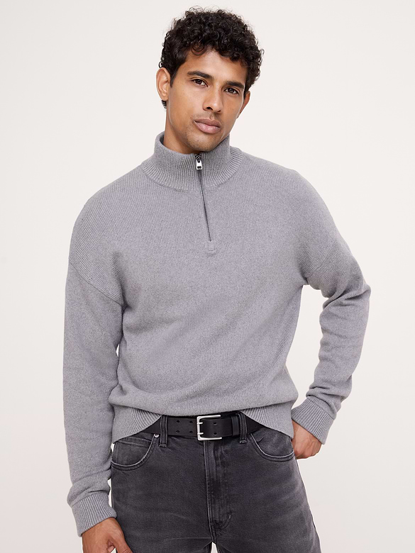 Italian Cotton-Cashmere Quarter-Zip Sweater