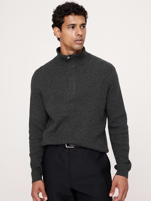 Italian Merino-Blend Quarter-Zip Moto Sweater