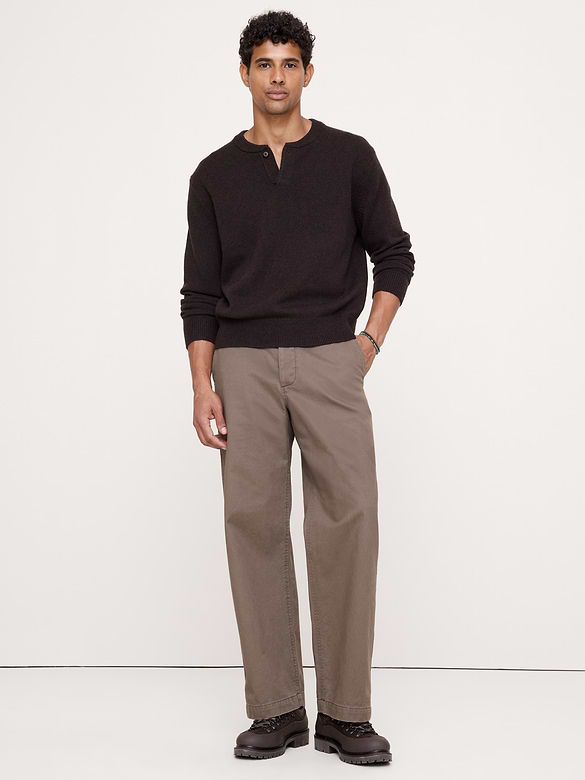 Italian Merino-Blend Henley Sweater