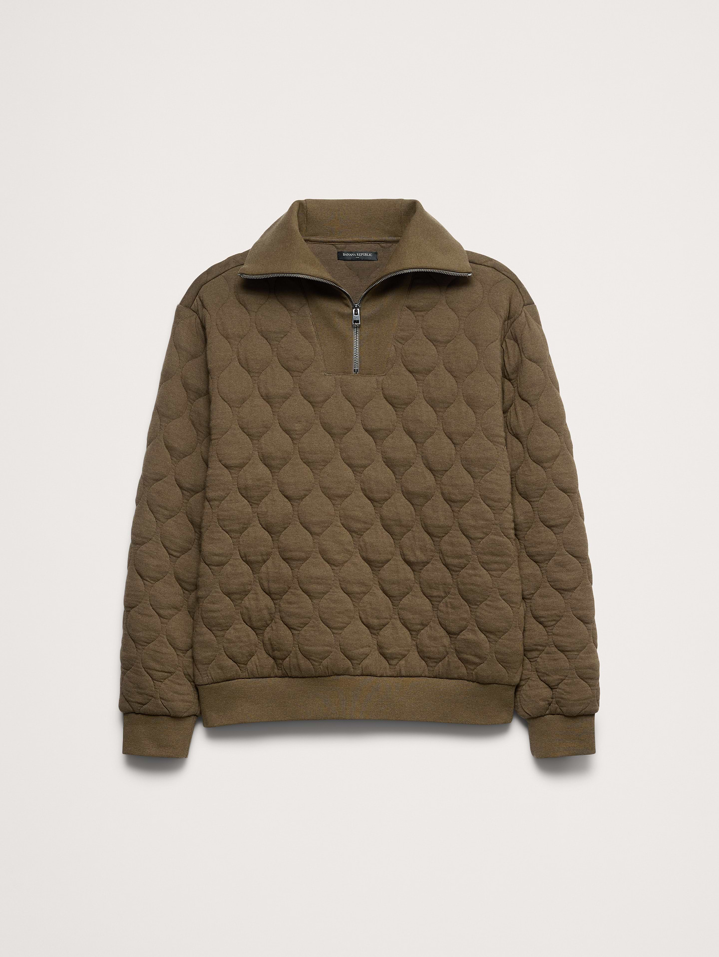 Image 5 of 6, Cotton Quilted Jacquard Quarter-Zip Pullover