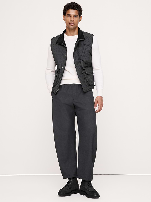 Relaxed Barrel Wool-Blend Pull-On Pant