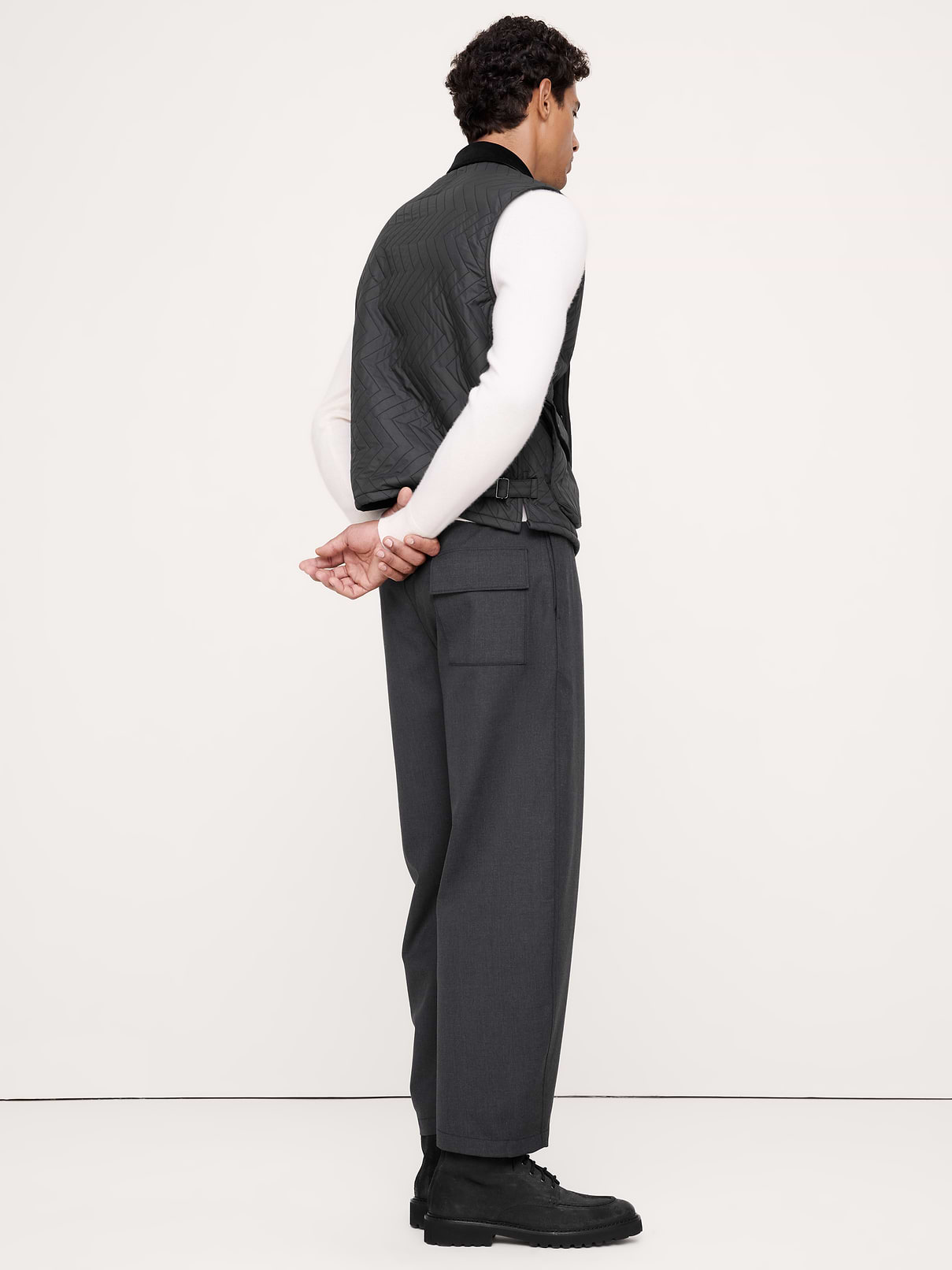 Image 8 of 8, Relaxed Barrel Wool-Blend Pull-On Pant