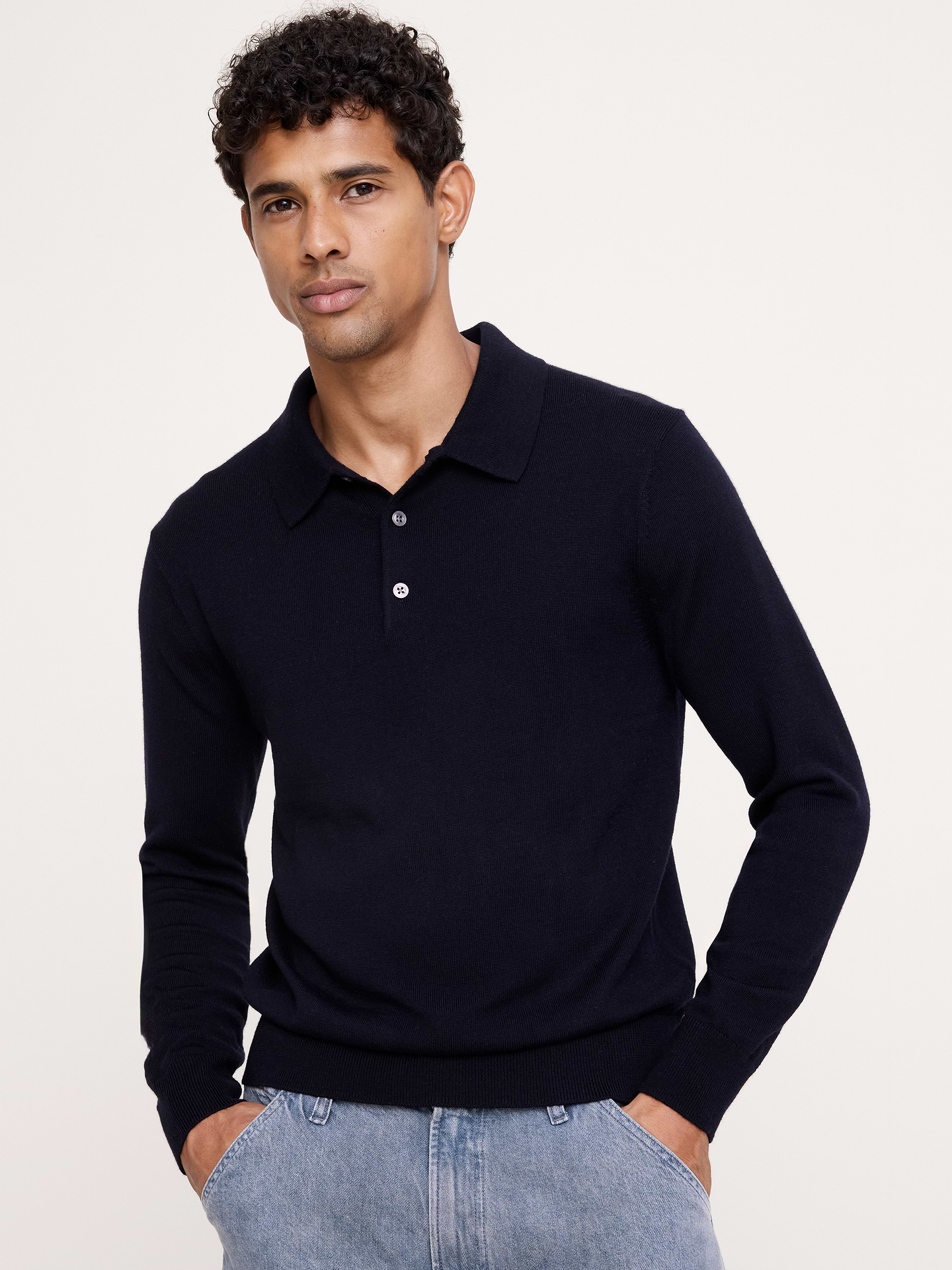 Image 1 of 5, Looks good, feels good. A timeless polo, crafted in beautifully warm and soft Merino wool., Standard fit: A straight and easy fit., Polo collar with button placket., Straight hem., Product #914161