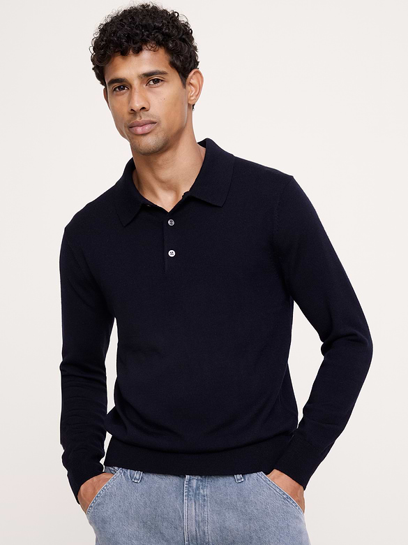 Merino Long-Sleeve Sweater Polo