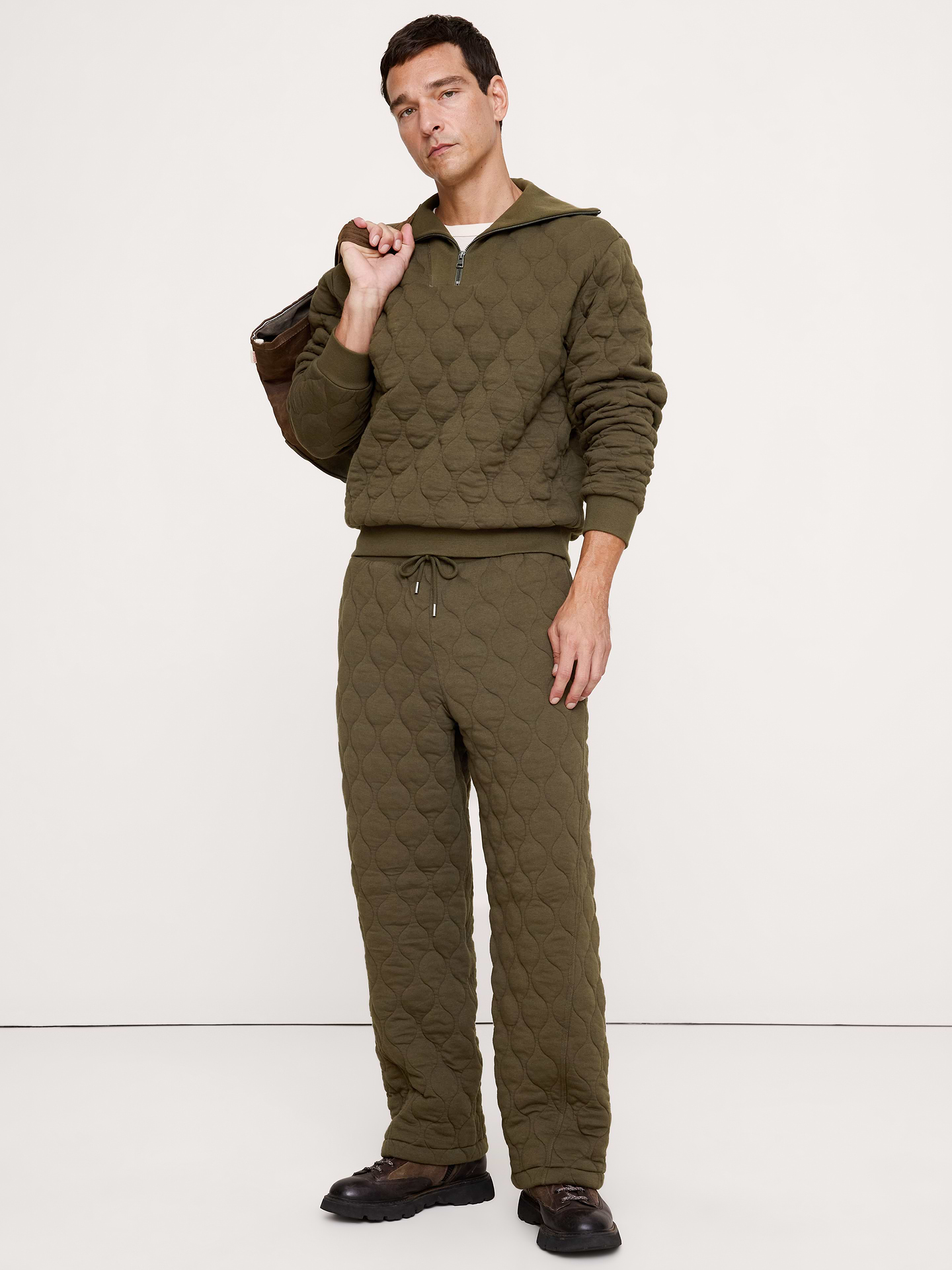 Image 4 of 5, Cotton Quilted Jacquard Pull-On Pant