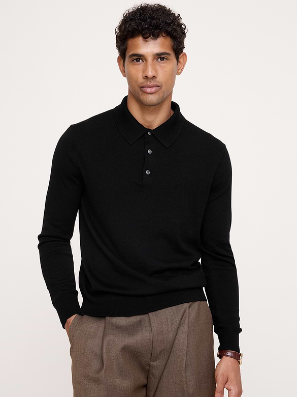 Merino Long-Sleeve Sweater Polo