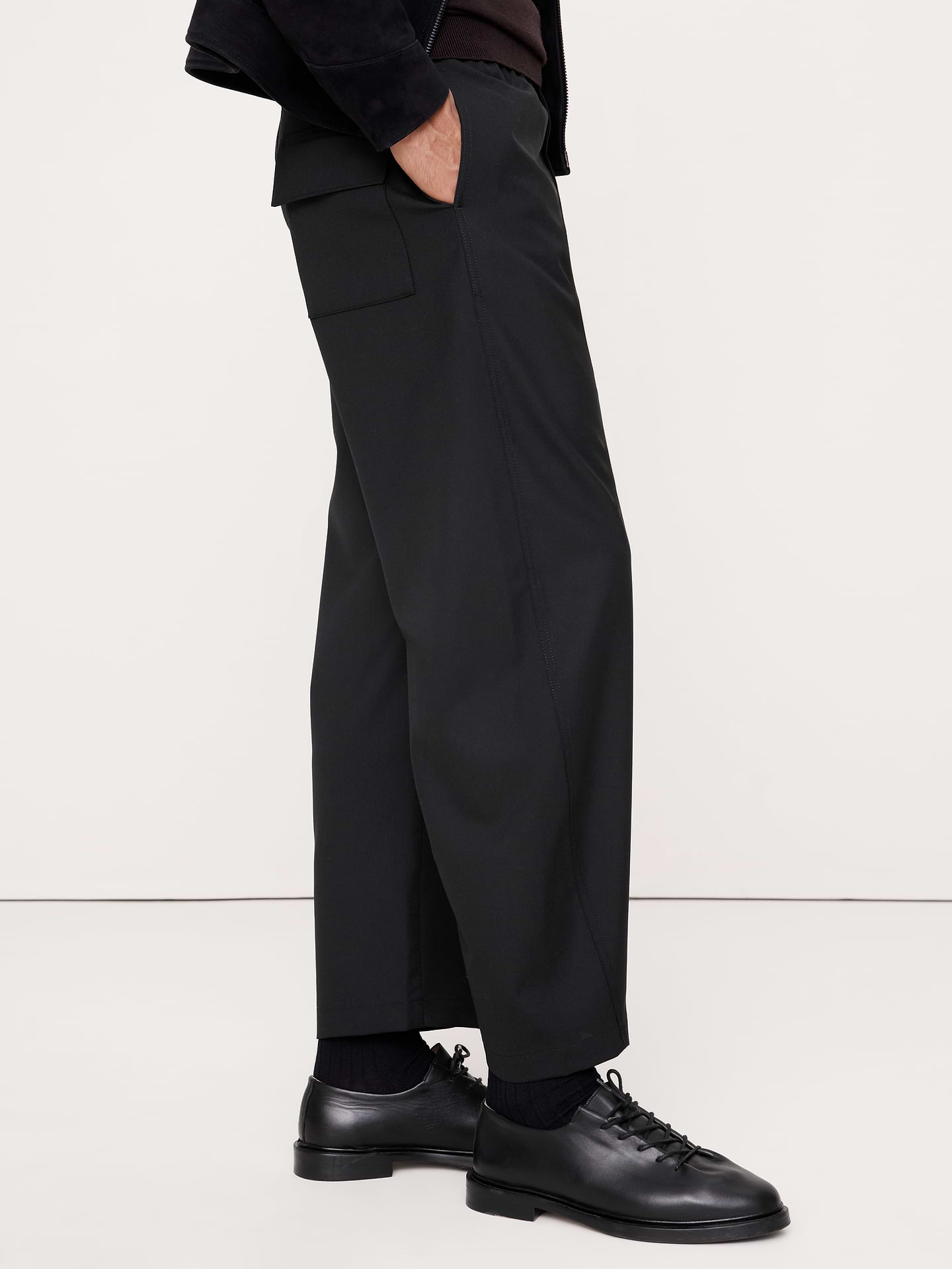 Image 4 of 8, Relaxed Barrel Wool-Blend Pull-On Pant